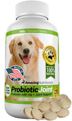 Amazing Nutritionals dog probiotics bottle pour supports easy digestion for dogs.