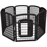 Amazon Basics 8-panel octagonal dog playpen gate side view for secure containment