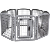 Amazon Basics 8-panel playpen assembly for versatile indoor or outdoor space.