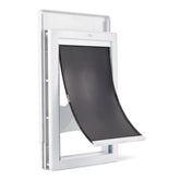 Amazon Basics adjustable pet door front view enables easy indoor-outdoor access for cats and small dogs.