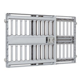 Amazon Basics adjustable wide dog gate extended to fit large doorways safely