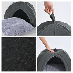 Amazon Basics cat cave bed foldable design highlights space-saving versatility for small homes.