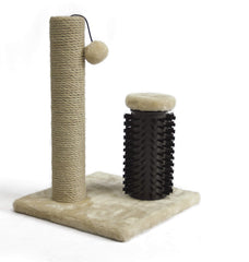 Amazon Basics cat scratching post with self-groomer for indoor cats promotes grooming and nail care