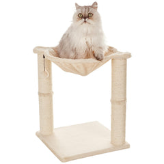 Amazon Basics cat tower hammock offers cozy naps and elevated viewing.