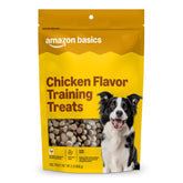 Amazon Basics Chicken Training Treats bag front view, ideal reward during training.
