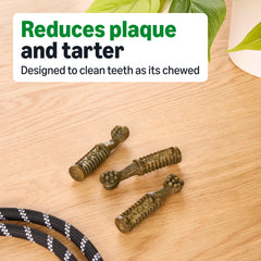 Amazon Basics small dog chews help reduce tartar through chewing action.