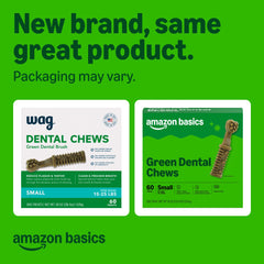 Amazon Basics dental chews with textured surface ideal for plaque removal.