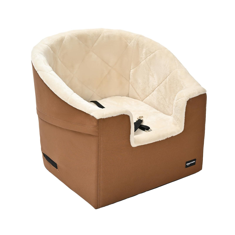 Amazon Basics Dog Car Seat Booster—front view for better road visibility and comfort