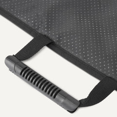 Amazon Basics dog car seat cover demonstrates easy installation with adjustable straps.