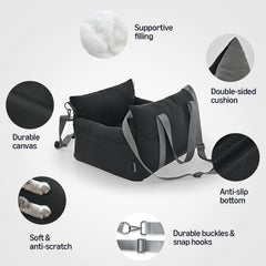 Amazon Basics Dog Car Seat side pocket offers convenient space for treats and leashes.