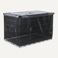 Amazon Basics heavy-duty dog crate cover uses durable material for long-lasting use