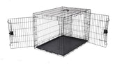 Amazon Basics 42-inch dog crate front view showing dual doors for easy access