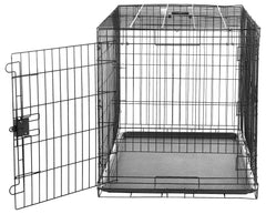 Amazon Basics crate with doors open, illustrating quick setup and space adjustment