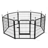 Amazon Basics dog playpen with 8 panels for versatile indoor or outdoor use.