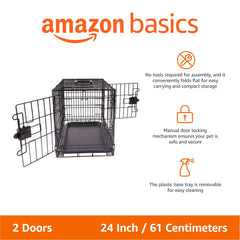 Amazon Basics crate featuring a double-door design for flexible access.