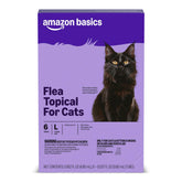 Amazon Basics flea topical large cats packshot showing six-dose box for monthly use