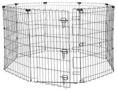 Amazon Basics foldable dog playpen with door offers easy access during playtime