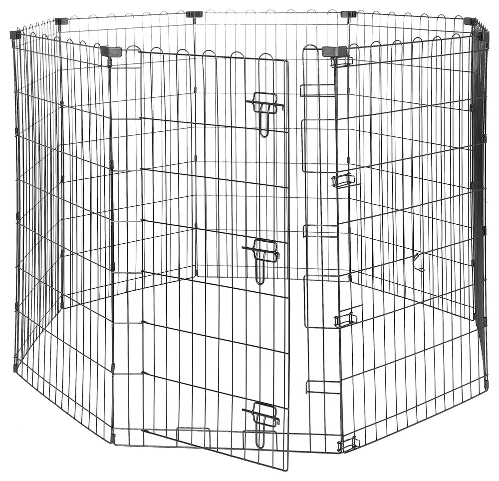 Amazon Basics foldable dog playpen octagonal for indoor or outdoor use, easy setup.