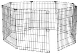 Amazon Basics foldable octagonal dog playpen setup for easy indoor organization.