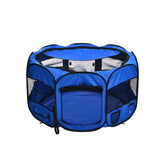 Amazon Basics foldable octagonal playpen with mesh top for indoor or outdoor use.