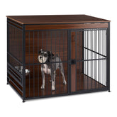 Amazon Basics furniture-style 48-inch dog crate front view for secure containment.