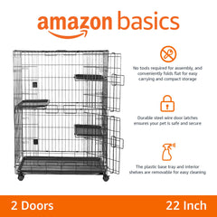 Amazon Basics cat playpen interior shows three shelves for perching.