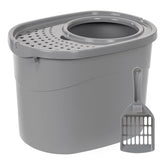 Amazon Basics large cat litter box top-entry view keeps floors clean