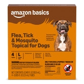Amazon Basics large dog topical 4-dose pack shown for convenient monthly protection.