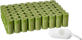 Amazon Basics leak-proof dog poop bags with dispenser and leash clip for easy cleanup on walks