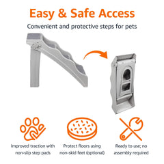 Amazon Basics pet stairs with non-slip pads provide secure traction on each step.