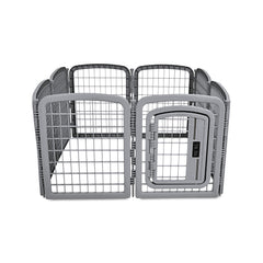 Amazon Basics octagonal grey pet pen exterior suitable for indoor or outdoor setup.