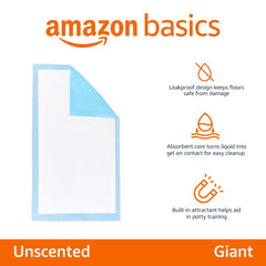 Amazon Basics pee pad with leak-proof border protecting floors during housebreaking