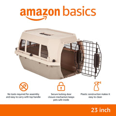 Amazon Basics hard-sided plastic construction for durable travel with small pets