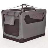Amazon Basics portable soft dog crate with front opening for easy access and comfort