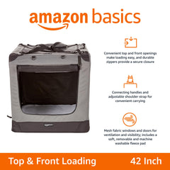 Amazon Basics crate with top opening for quick pet placement in vehicle or home