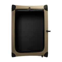 Amazon Basics soft crate folded flat for compact storage and portability.