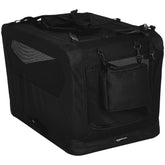 Amazon Basics portable soft crate with front openings for easy access and airflow.