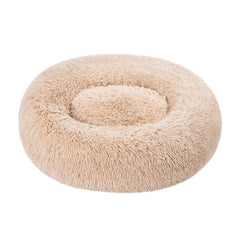 Amazon Basics washable donut pet bed with plush fur for cozy naps.