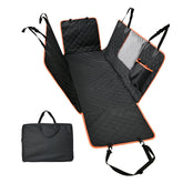 Amazon Basics dog car seat cover in hammock mode protects back seat and calms dogs.