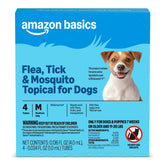 Amazon Basics medium dog topical 4ct packaging for reliable flea and tick protection.