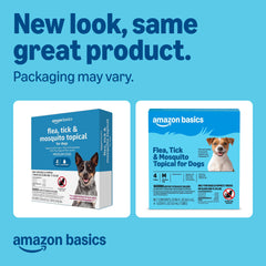 Amazon Basics application on dog neck area demonstrates easy spot-on use and quick coverage.