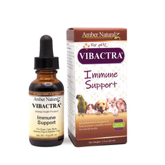 AMBER NATURALZ Vibactra Immune Support bottle in amber glass promotes safe herbal administration.