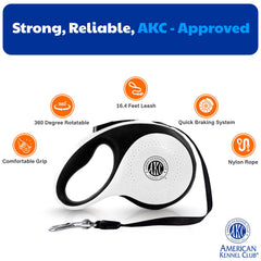 American Kennel Club ergonomic grip handle provides secure control during long walks.