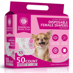 American Kennel Club female dog wrap with wetness indicator for timely changes.