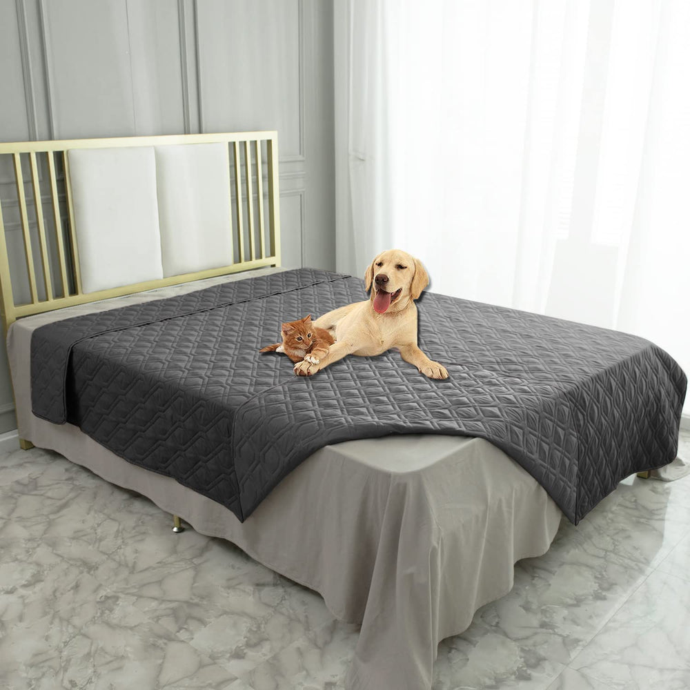 Ameritex waterproof blanket on a sofa protects furniture from spills and pet hair