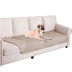 Ameritex waterproof blanket on a sofa protects furniture from spills and accidents.