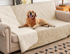 Ameritex waterproof dog bed cover with anti-slip back protects furniture from spills.