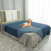 Ameritex waterproof dog bed cover on sofa demonstrating moisture protection