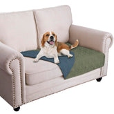 Ameritex waterproof dog bed cover on a sofa protects against spills.