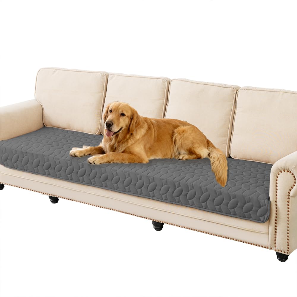 Ameritex waterproof pet bed cover on a sofa protecting against spills